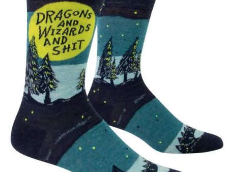 BlueQ Men Crew Socks Dragons and Wizards and Shit Online now